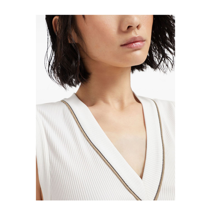 Ribbed Jersey Top in Off-White