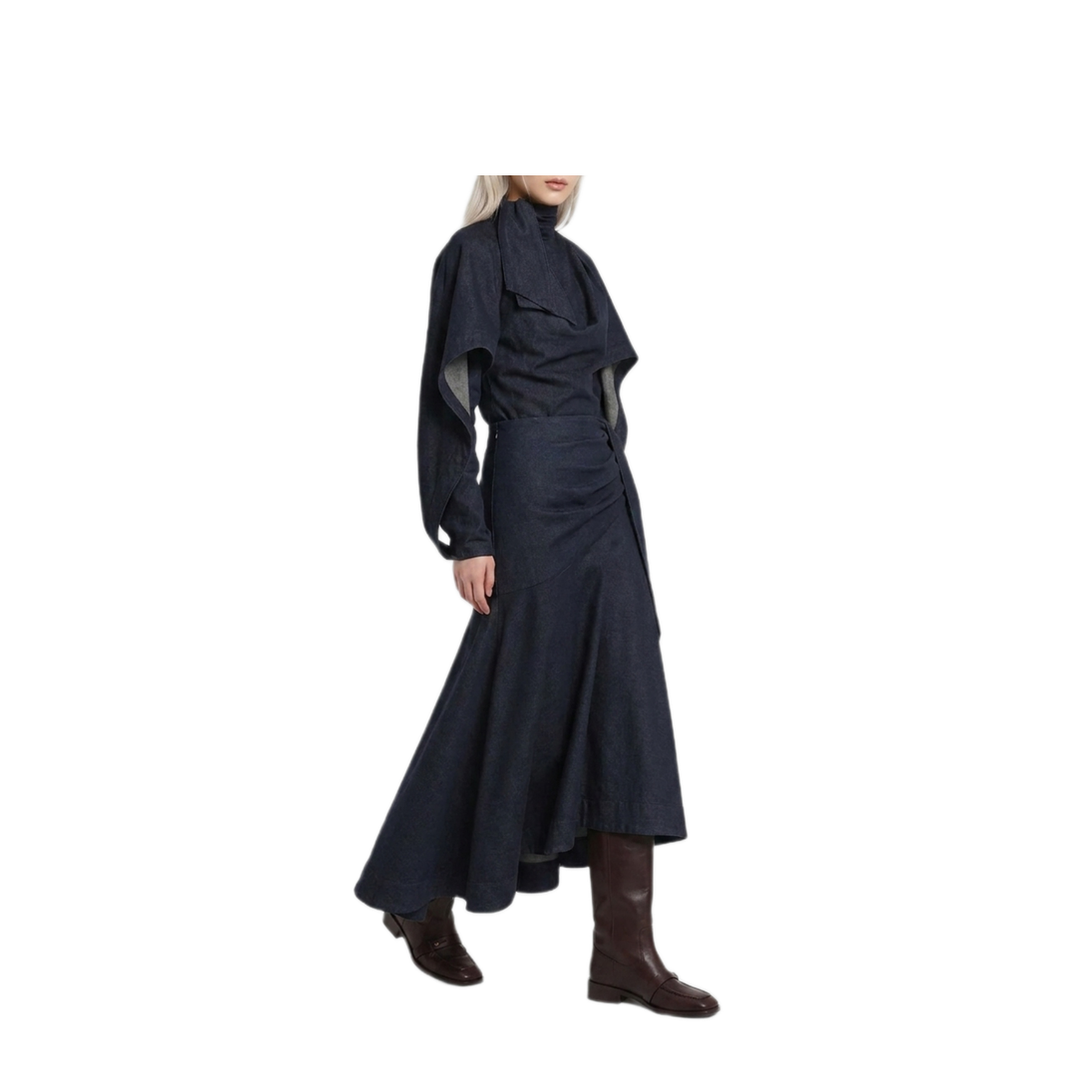 MAYFEYR - Zimmermann - Maxi Denim Skirt With Draping - 9625SF26RNHTSKY
