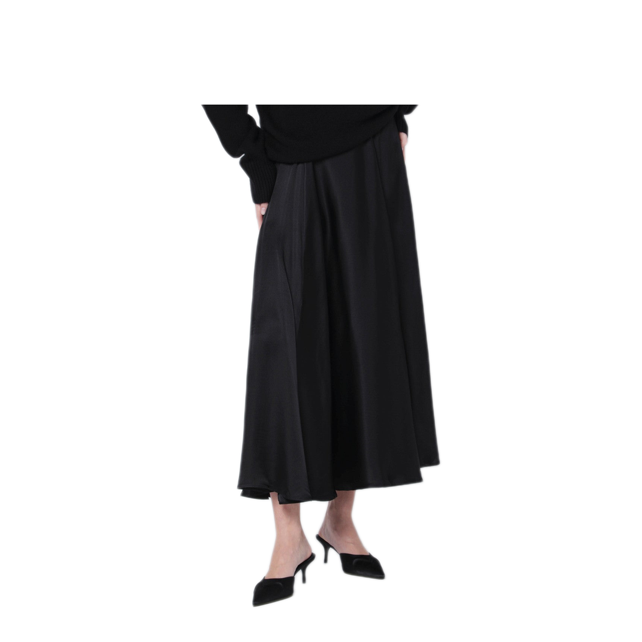 MAYFEYR - Anine Bing - Black Christina Silk Blend Midi Skirt - A-04-11811SIBLK26