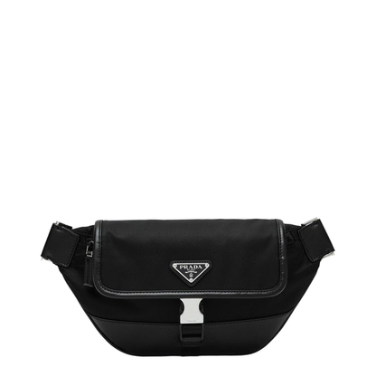 Black Re-Nylon and Saffiano Shoulder Bag