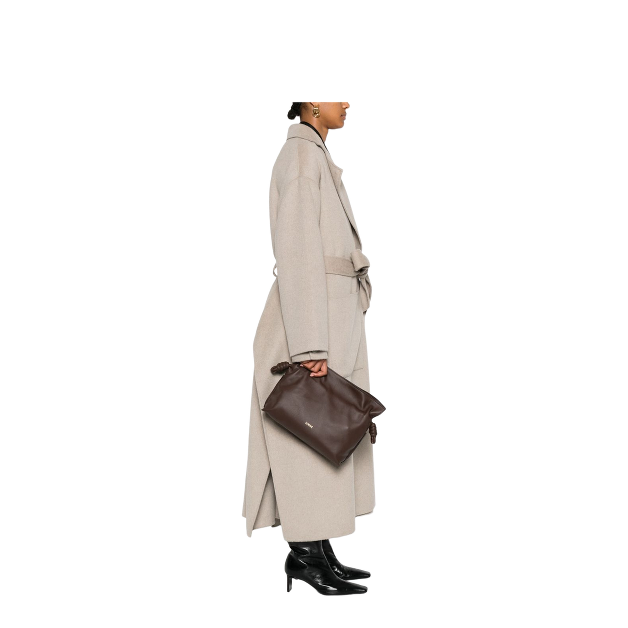 Flamenco Medium Leather Clutch Bag - Brown