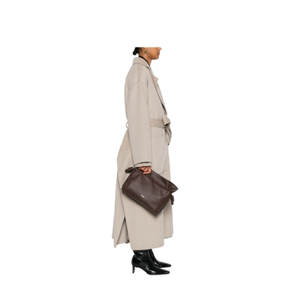 Flamenco Medium Leather Clutch Bag - Brown
