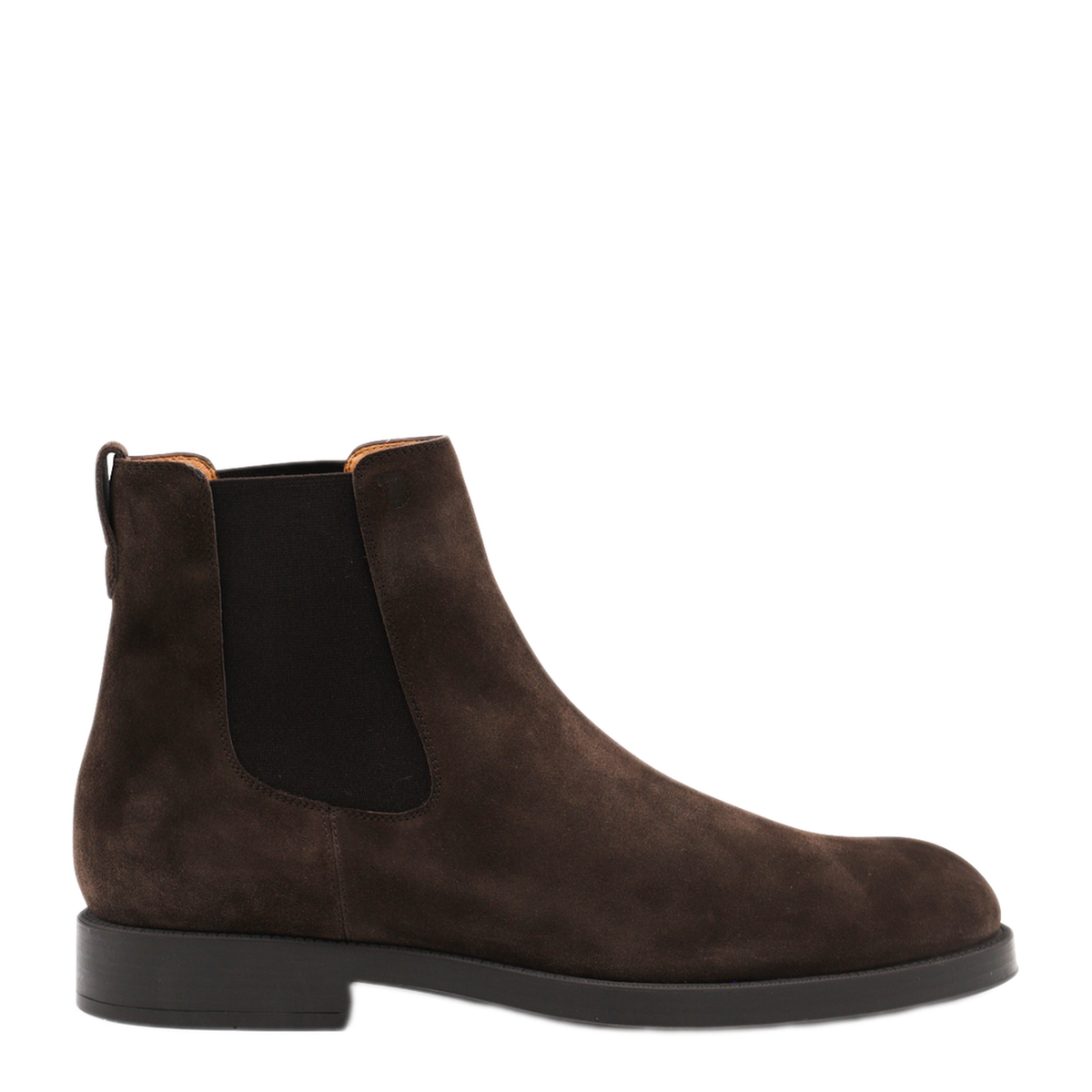 Coffee Brown Elasticated Side Panels Low Stacked Heel Round Toe