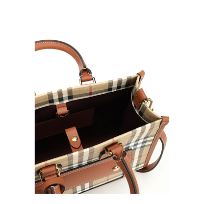 Mini Freya Tote Bag in Check Coated Cotton Blend