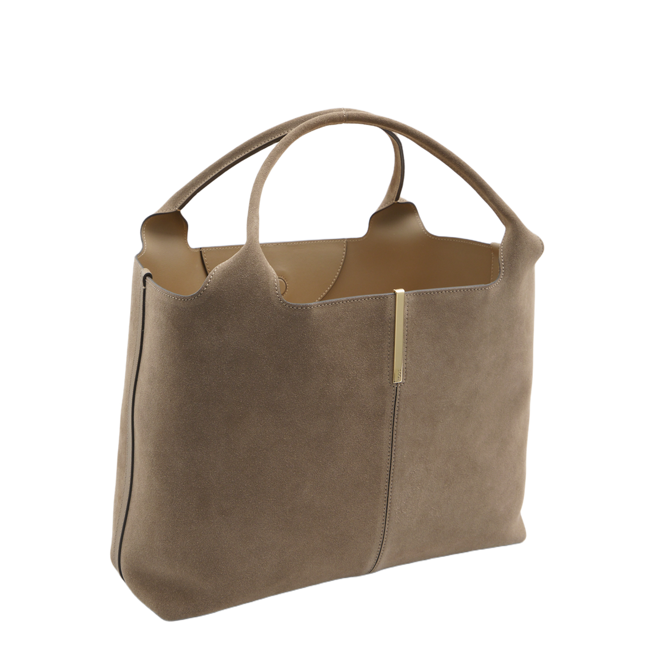 Medium Small Suede Shopping Bag - Beige