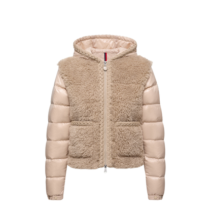 Beige Plantay Hooded Teddy Short Down Jacket
