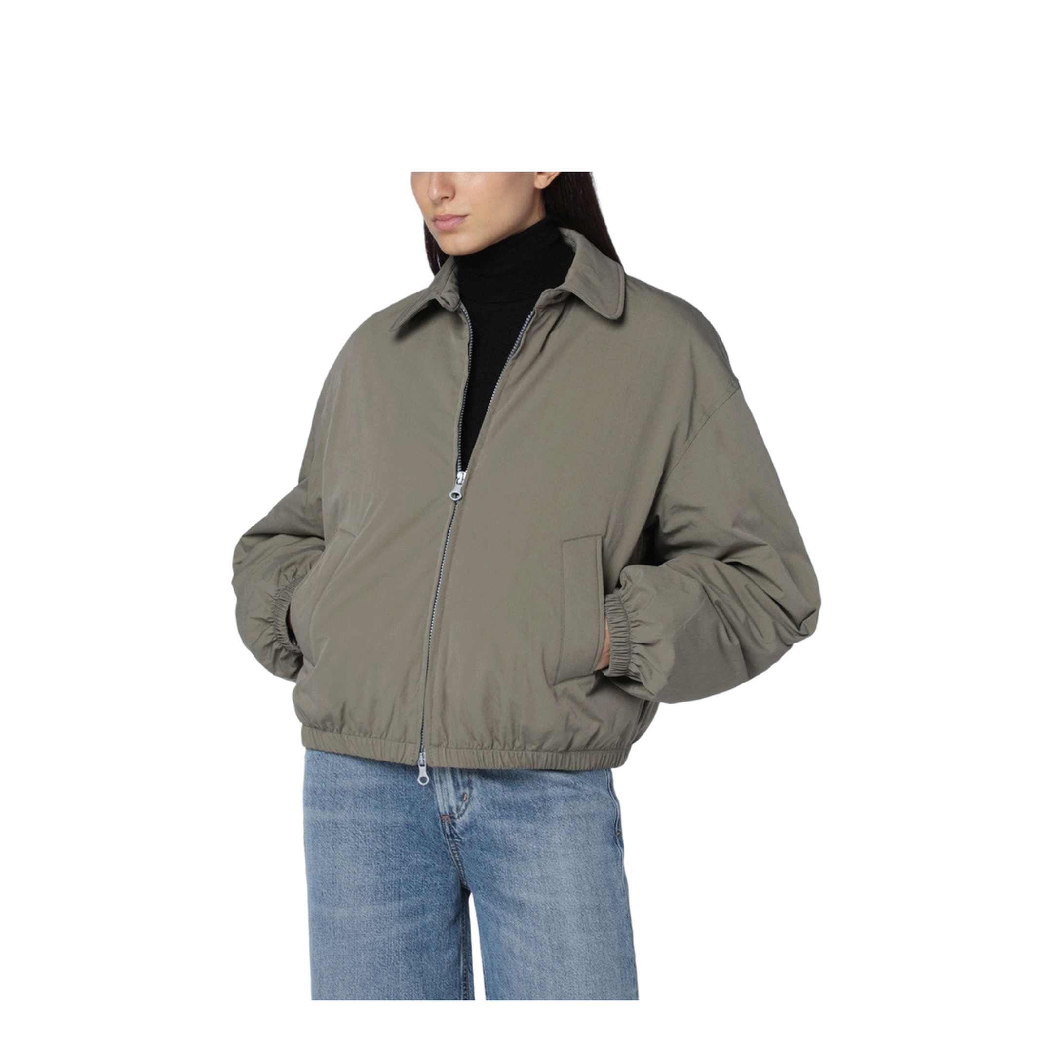 Sage Green Bomber Jacket with Zip