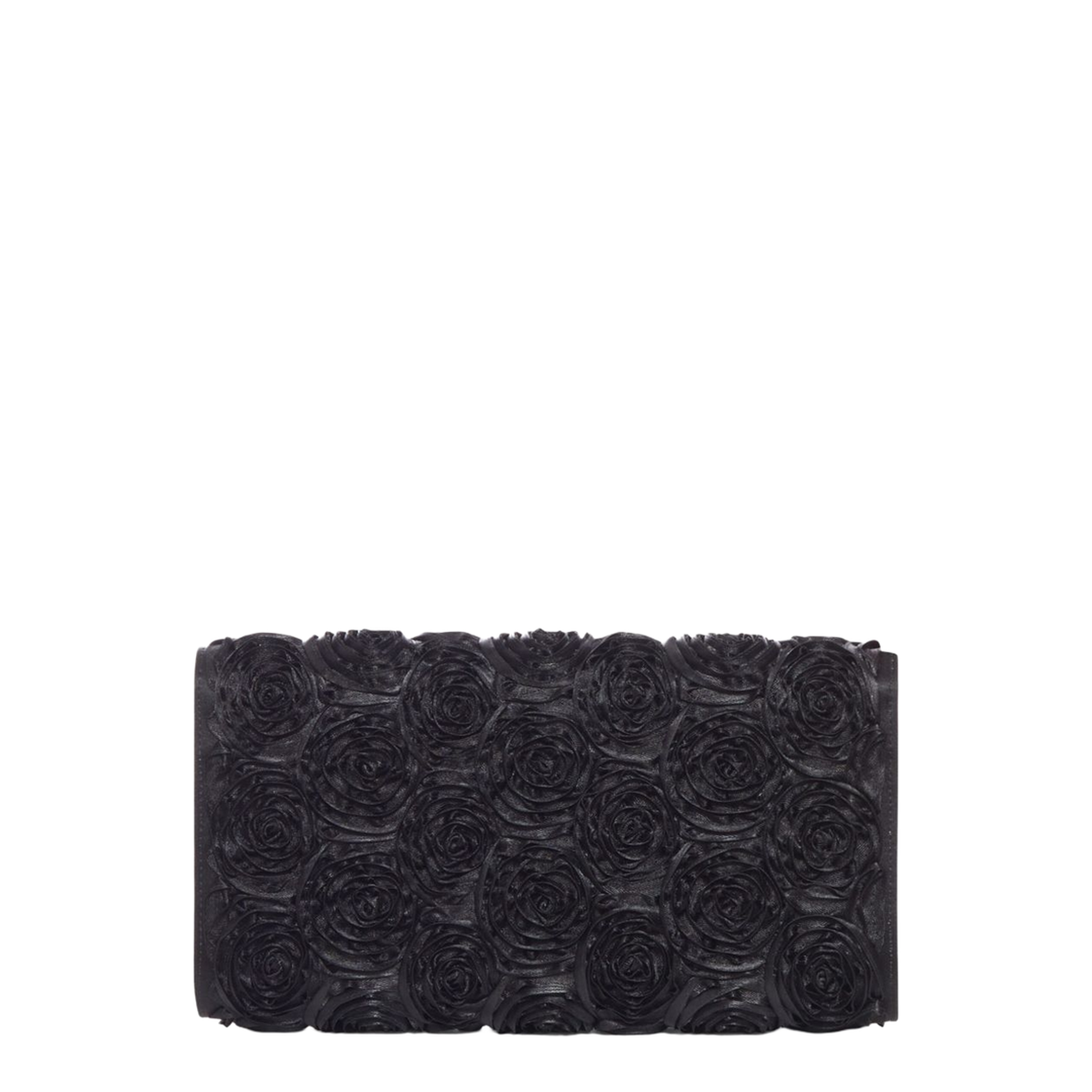 Satin Bag with Crystal Buckle and Rose Detail