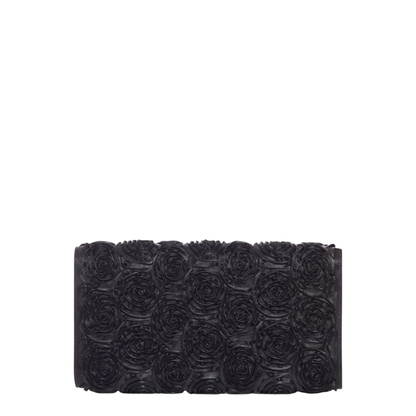 Satin Bag with Crystal Buckle and Rose Detail
