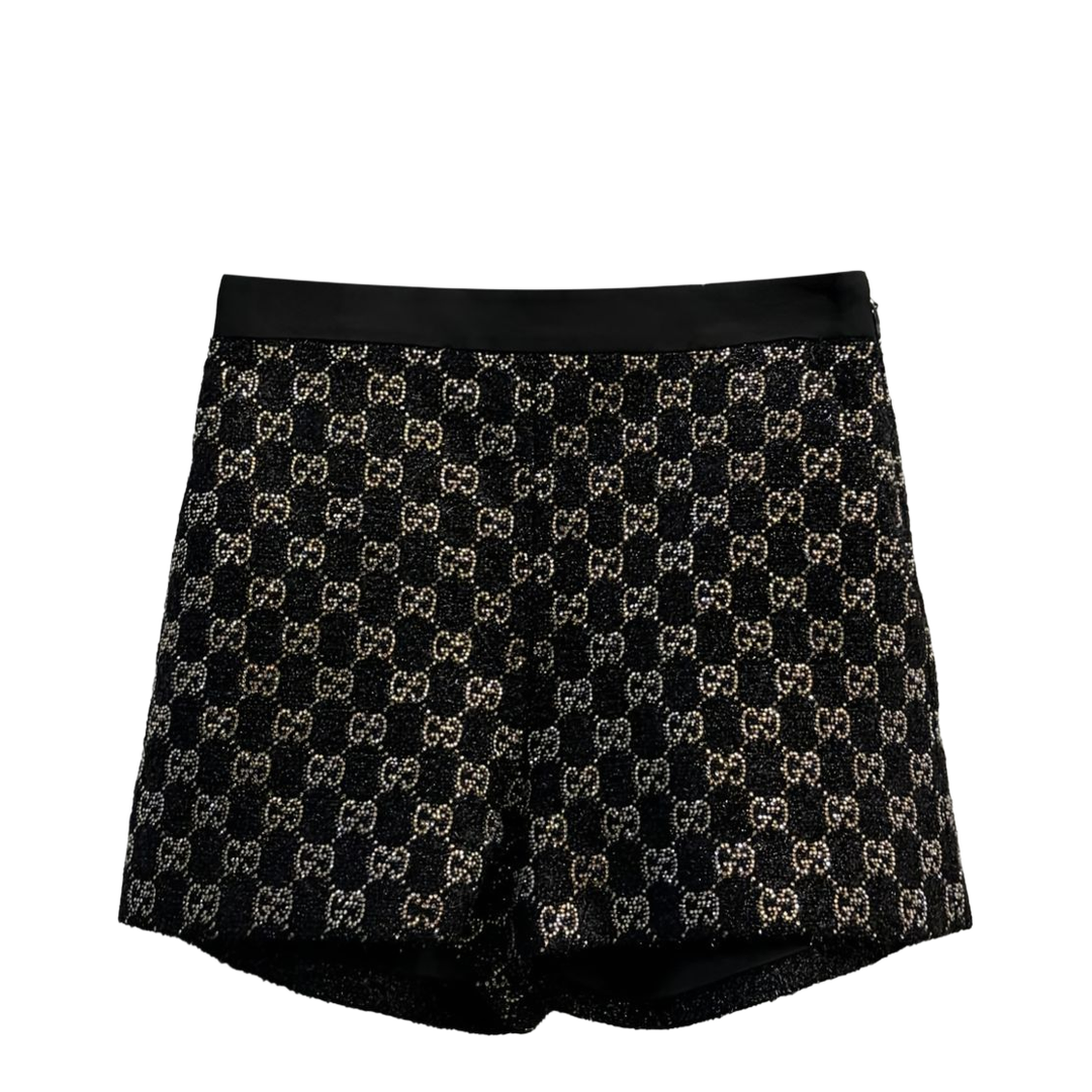 Embroidered Wool Tweed Lamé Shorts