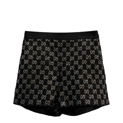 Embroidered Wool Tweed Lamé Shorts