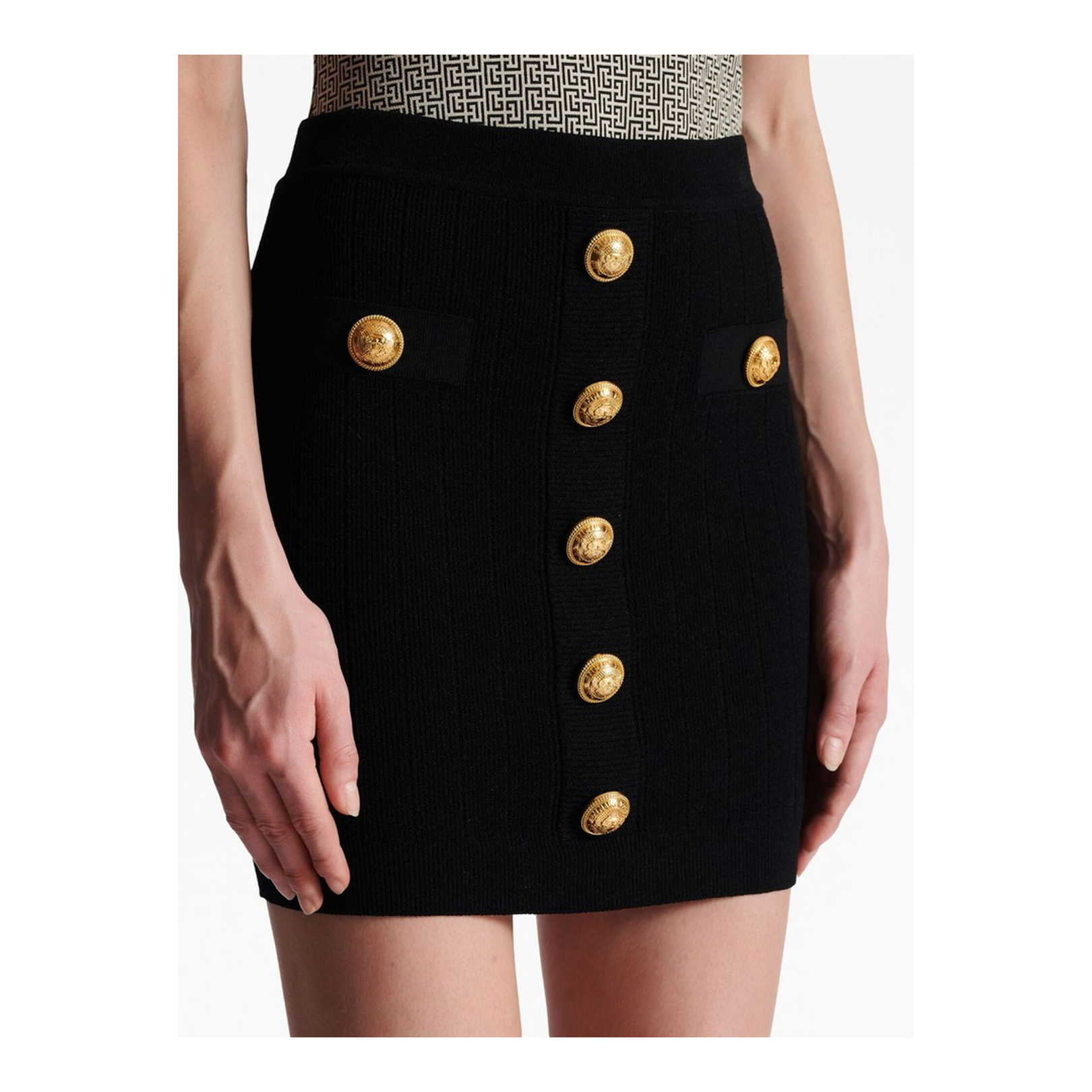 Button Embellished Knitted Skirt