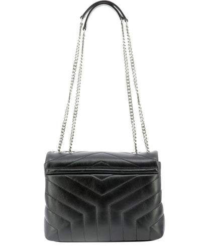 Black Leather Small Loulou Shoulder Bag