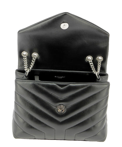 Black Leather Small Loulou Shoulder Bag