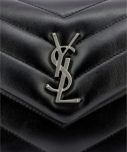 Black Leather Small Loulou Shoulder Bag