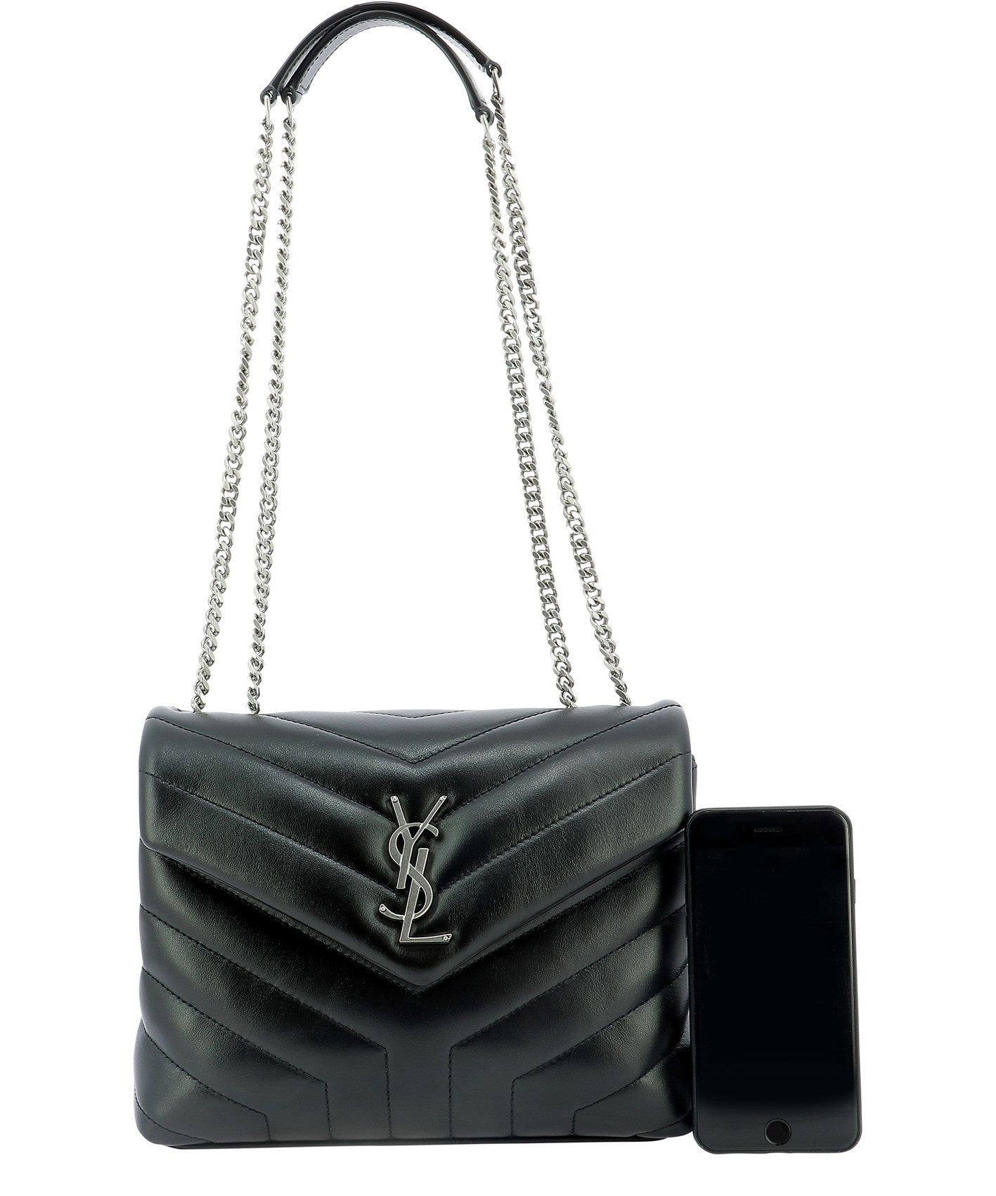 Black Leather Small Loulou Shoulder Bag