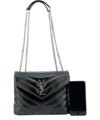 Black Leather Small Loulou Shoulder Bag