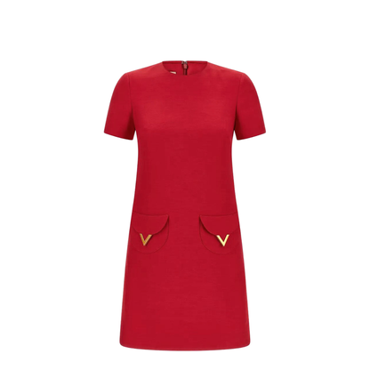 Pocket-Detail and V Logo Mini Dress
