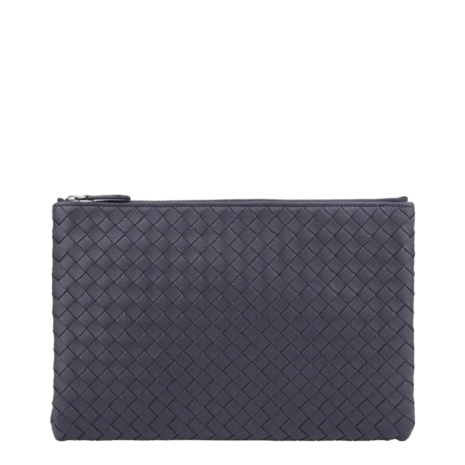 Intrecciato Leather Clutch Bags - Navy Blue