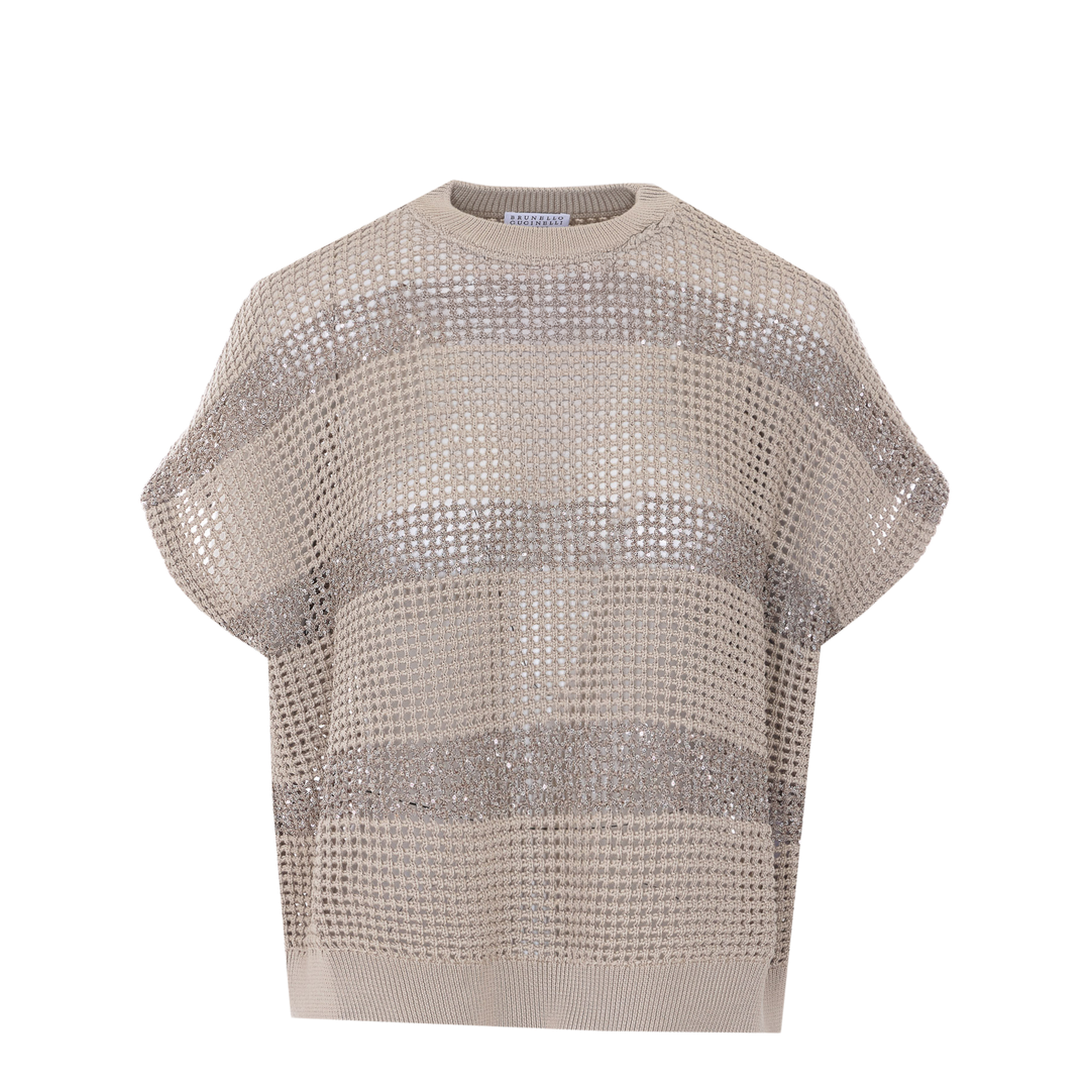 Striped Cotton Knitted Sweater - Beige