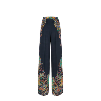 Envers Satin Fabric Wide-Leg Trousers - Multicolor