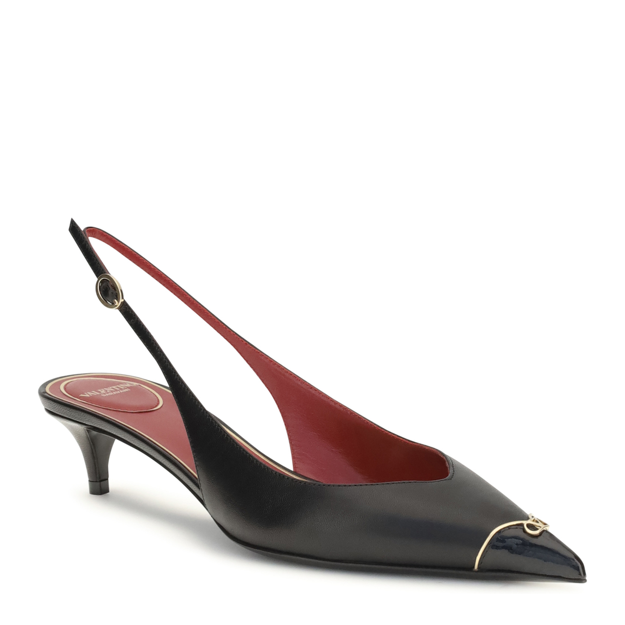 MAYFEYR - Valentino - Vlogo Signature Kitten Heel Slingback Pumps - 9W2S0QB8YEA0NO