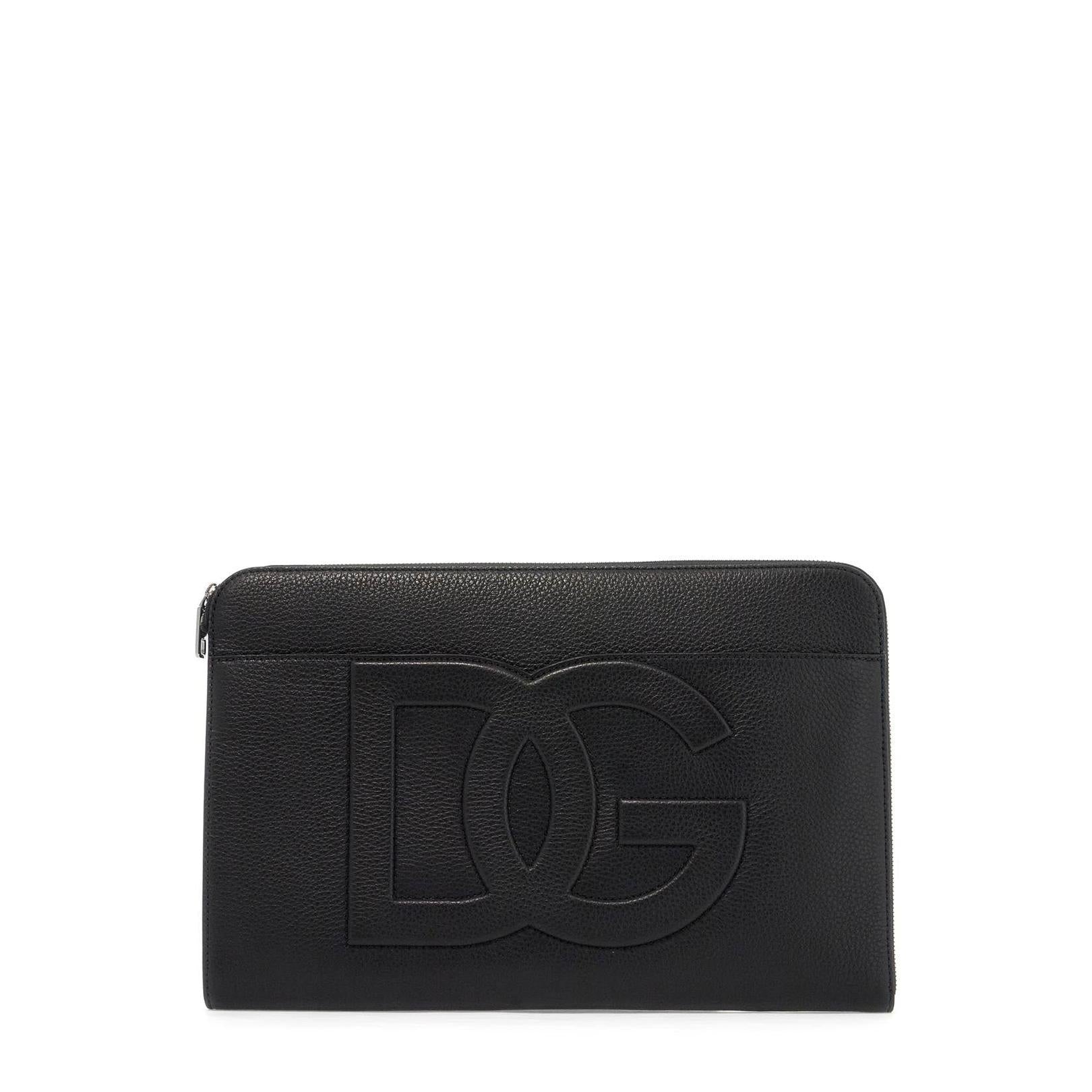 Dolce & Gabbana large hammered leather pouch