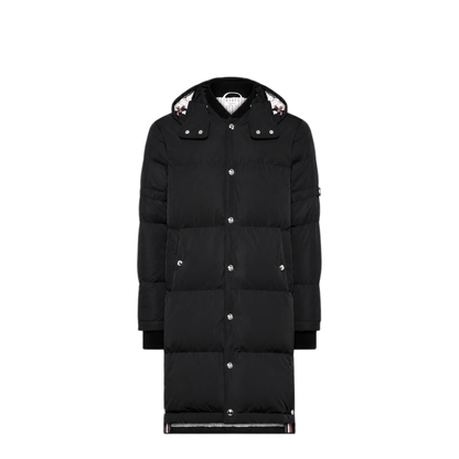 MAYFEYR - Thom Browne - Downfilled Snap Front Detachable Hood Coat W/ Self Armband (42") In Poly Tech O.P. - MOD094YF1090001