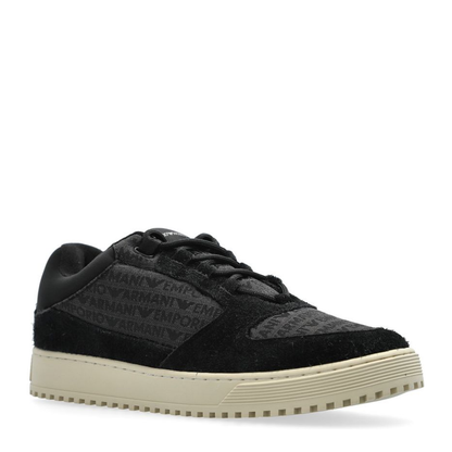 Sneakers in Suede and Jacquard with Logo Lettering