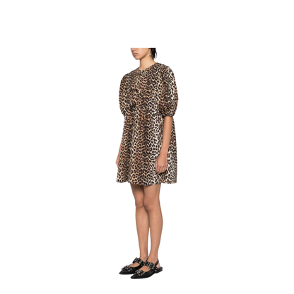 Printed Tie String Poplin Mini Dress