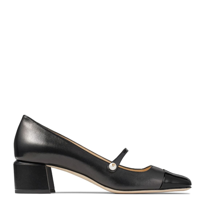 Black Nappa and Patent Leather Pumps