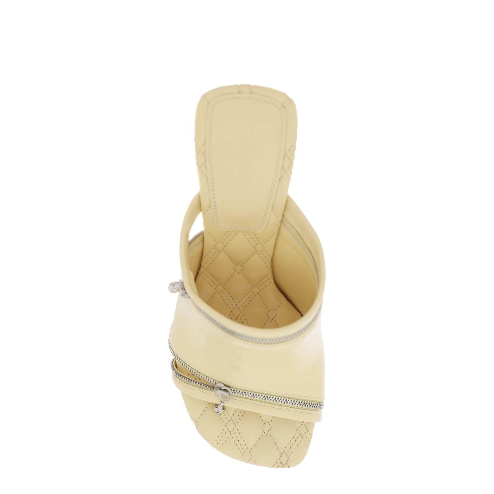 Burberry glossy leather peep mules