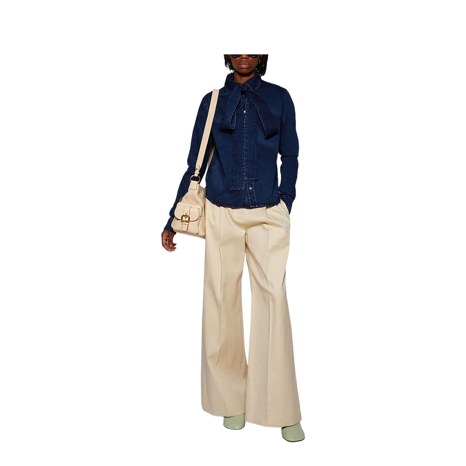 Smooth Grain Zip Shoulder Bag