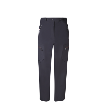 Ergonomic design, use of technical fabric, zippered pockets.