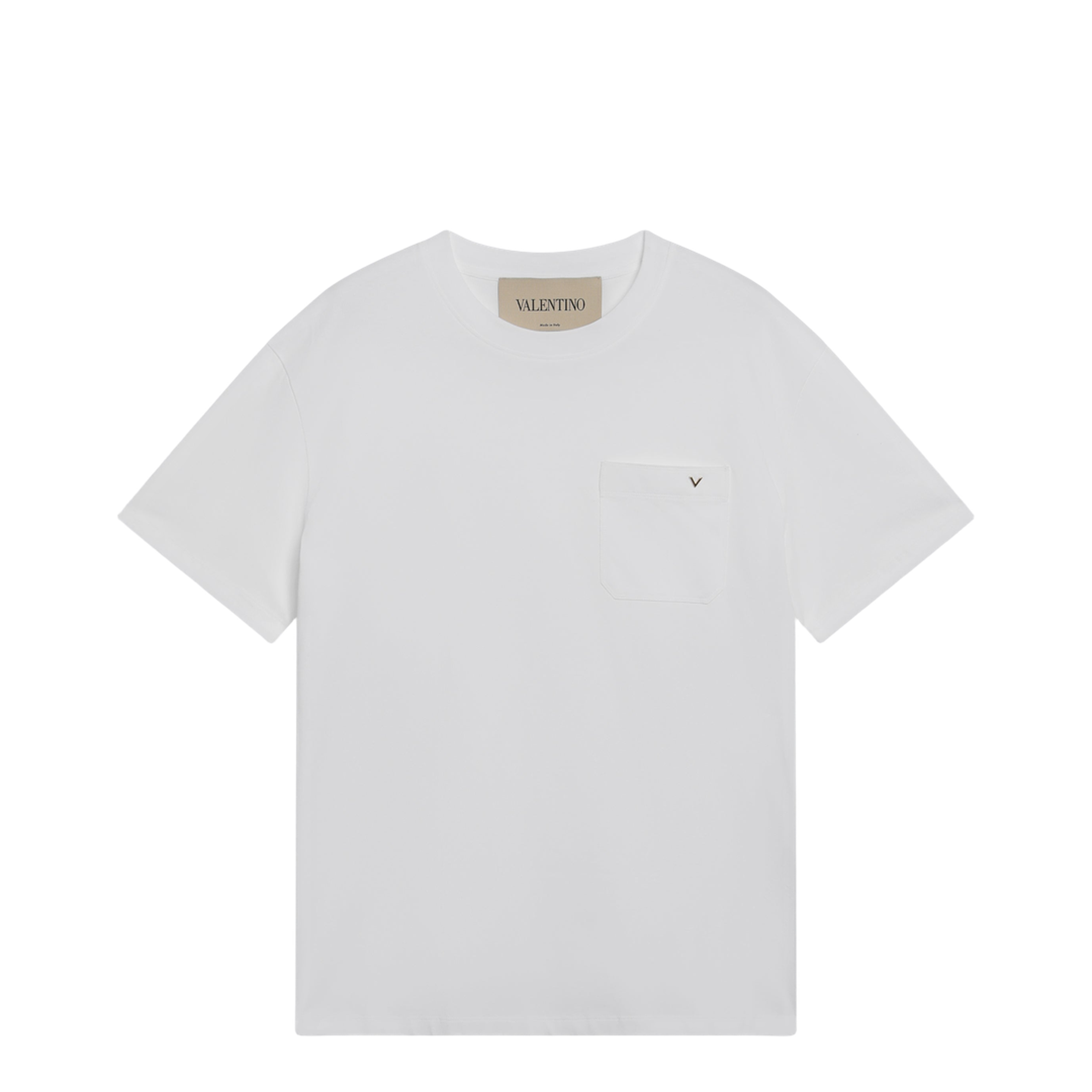 White Cotton T-Shirt With Vgold