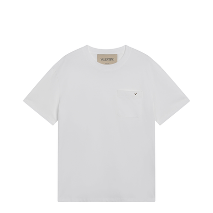 White Cotton T-Shirt With Vgold