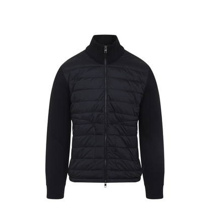 Black Padded Zip-Up Cardigan