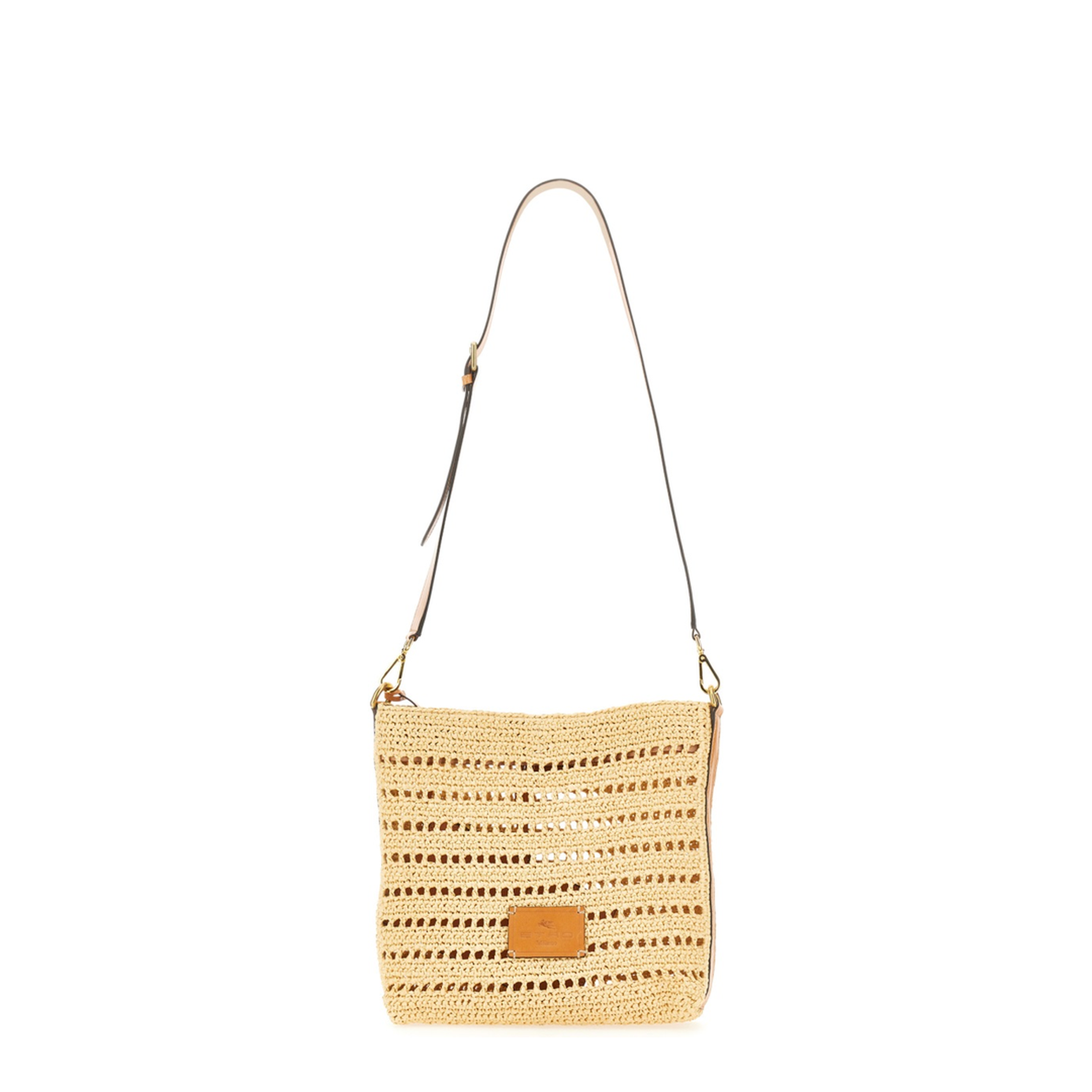Perforated Raffia Shoulder Bag