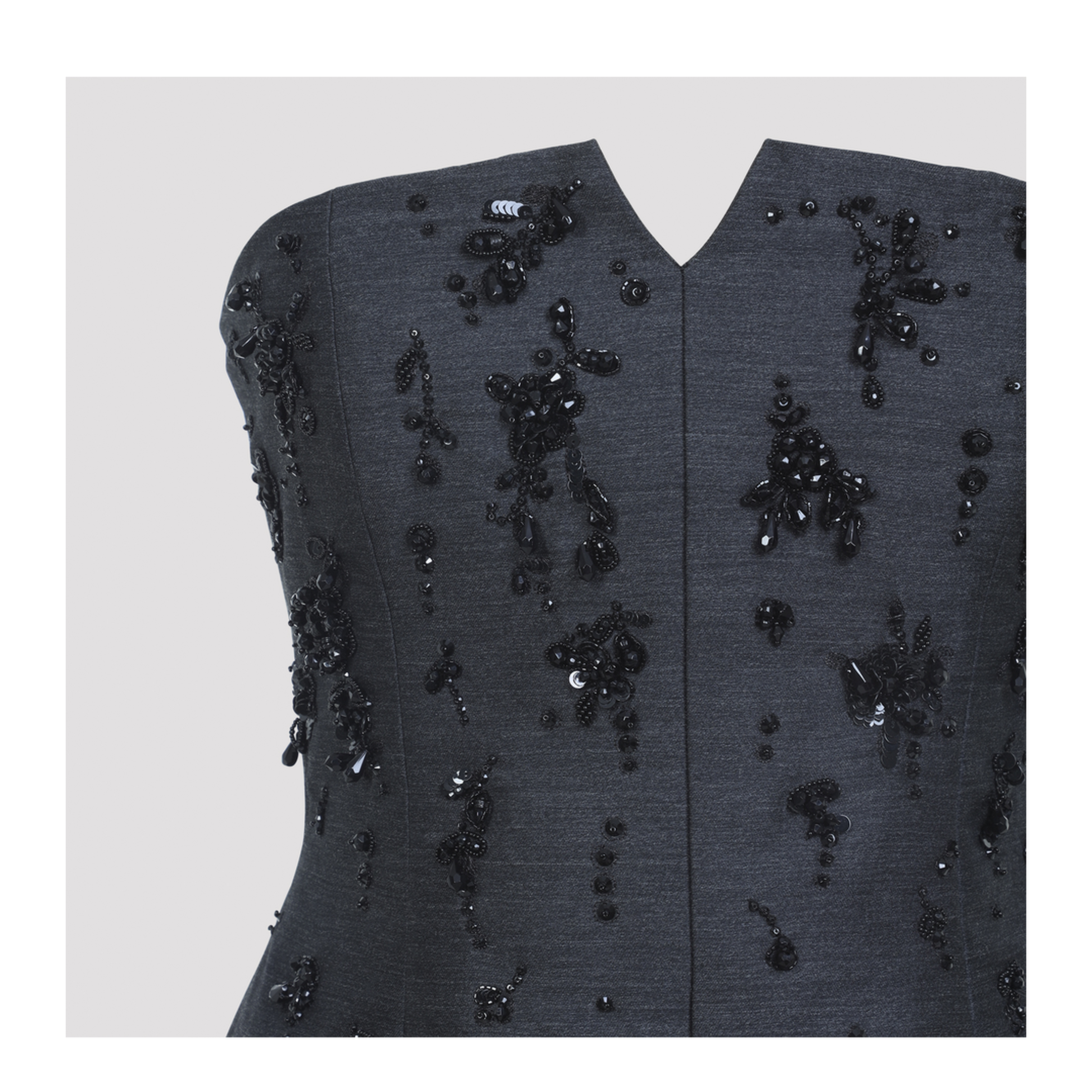 MAYFEYR - ALBERTA FERRETTI - Off Shoulder Grey Wool Dress - A043451361509