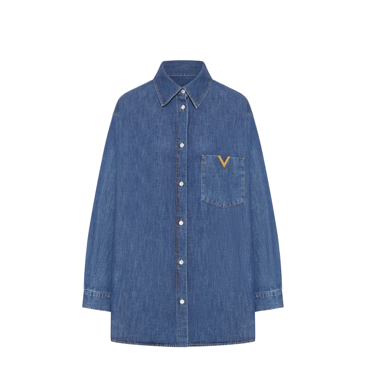 VLogo Chambray Denim Shirt - Blue