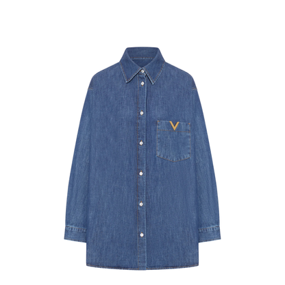 VLogo Chambray Denim Shirt - Blue