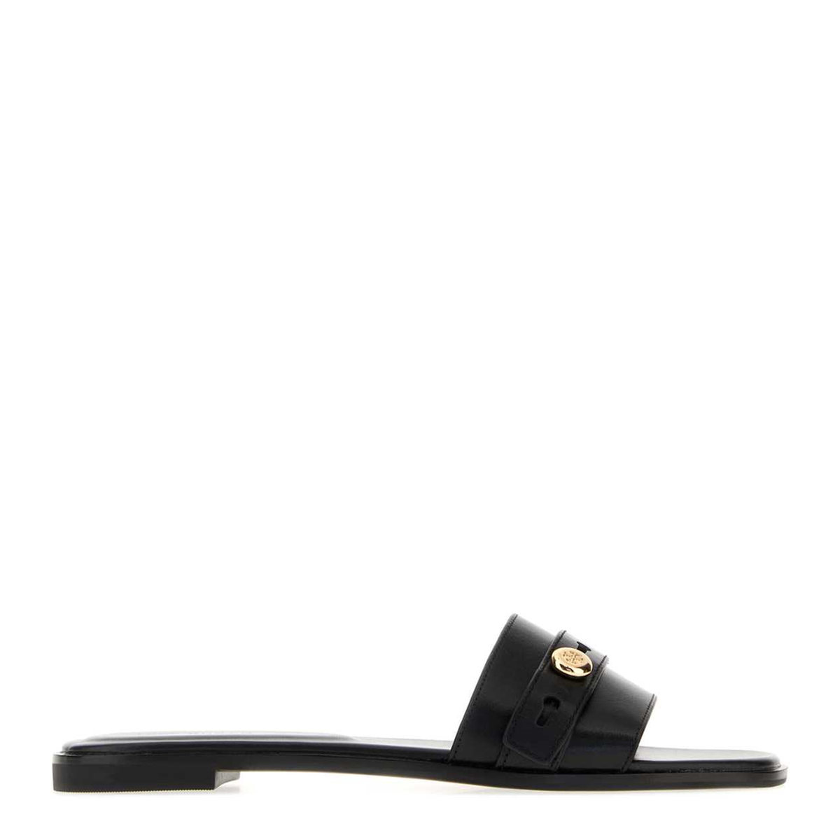 MAYFEYR - Tory Burch - Romy Slide Black Leather Slippers - 181993006