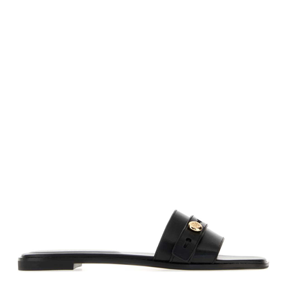 MAYFEYR - Tory Burch - Romy Slide Black Leather Slippers - 181993006