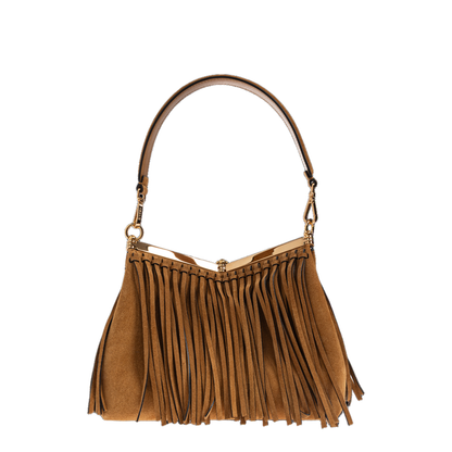 Vela Medium Suede Bag - Camel Brown