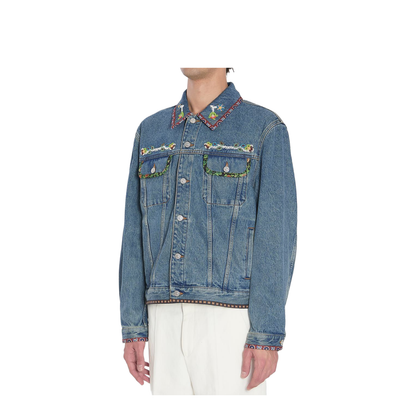 Bead-Embroidered Denim Jacket