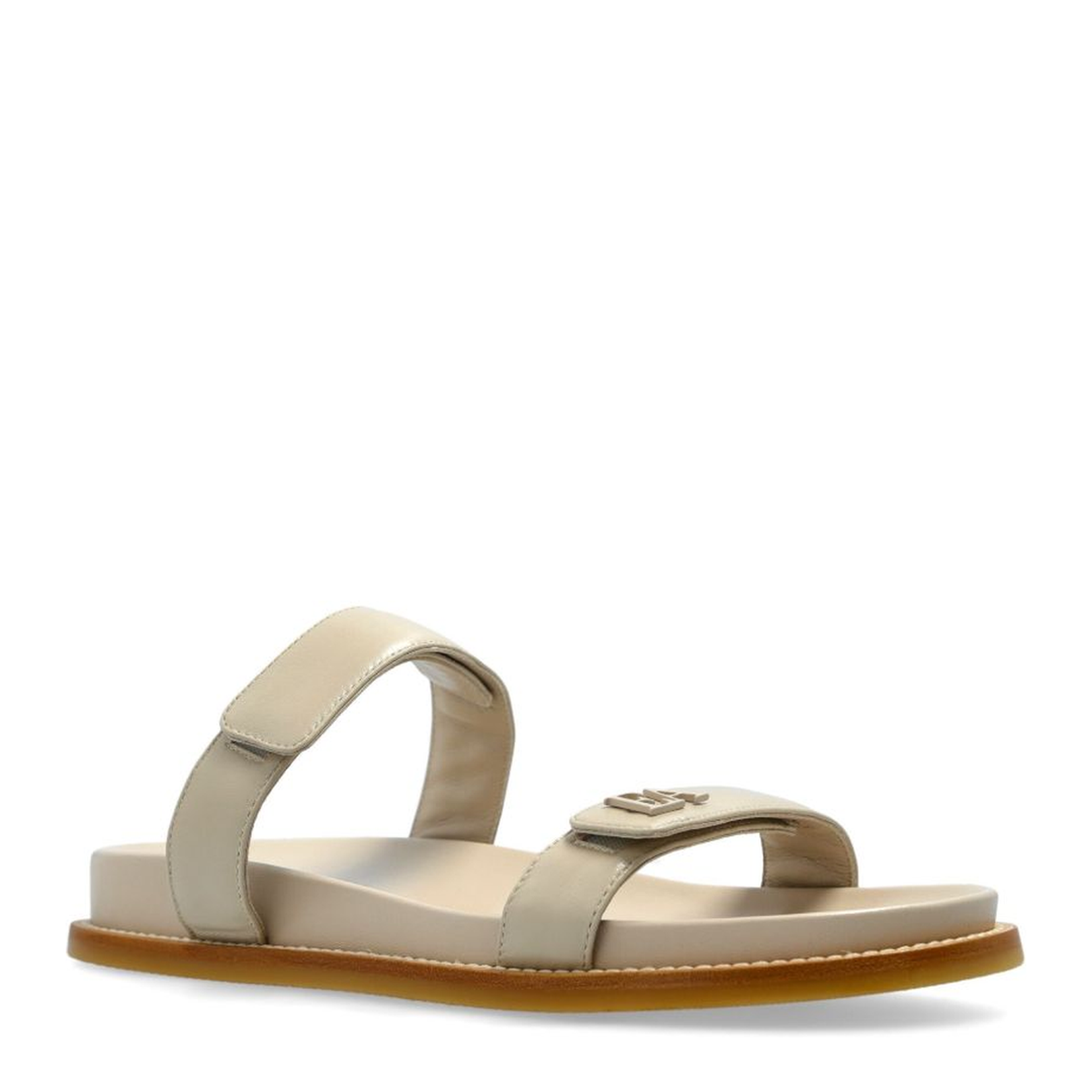 Leather Flat Sandals - Beige
