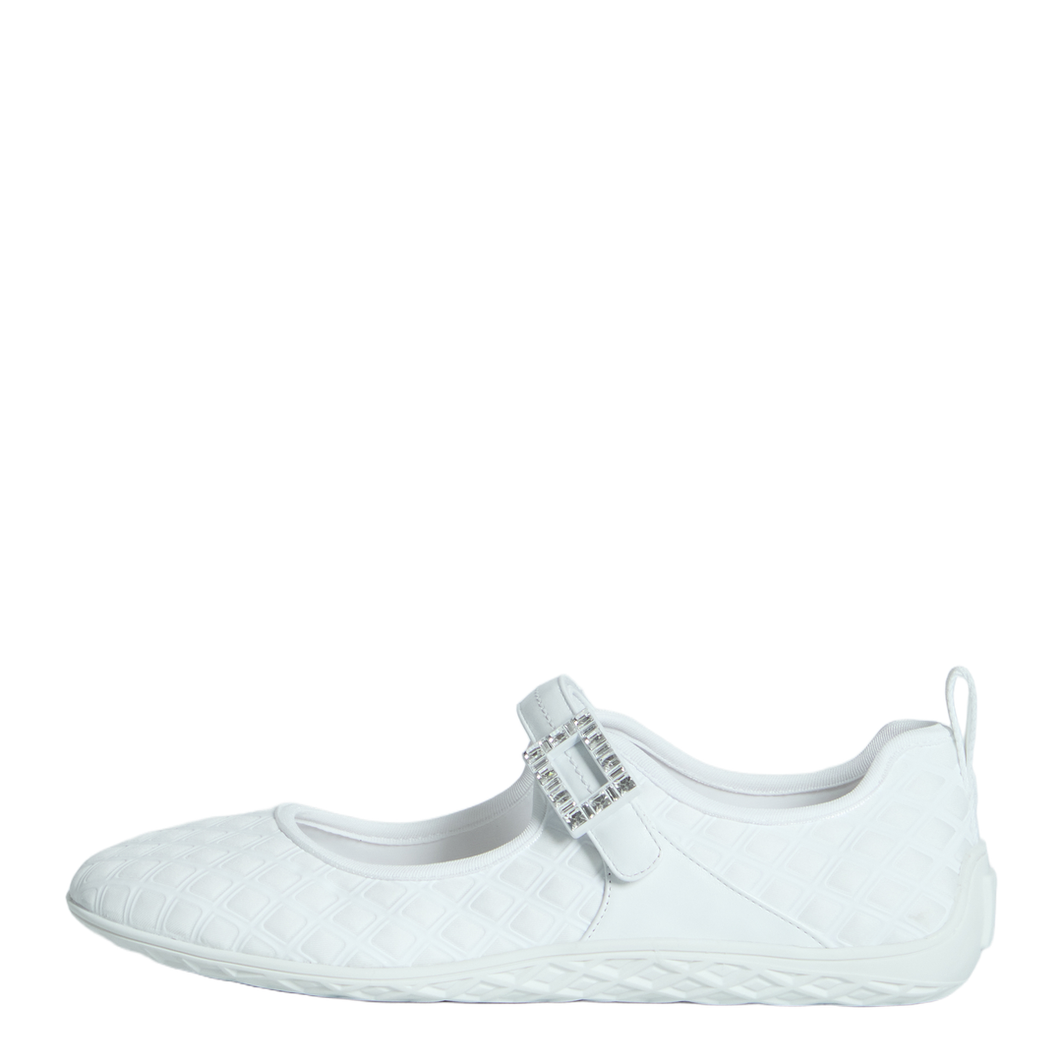 Low Ballerina Flats with Fabric Strap in White
