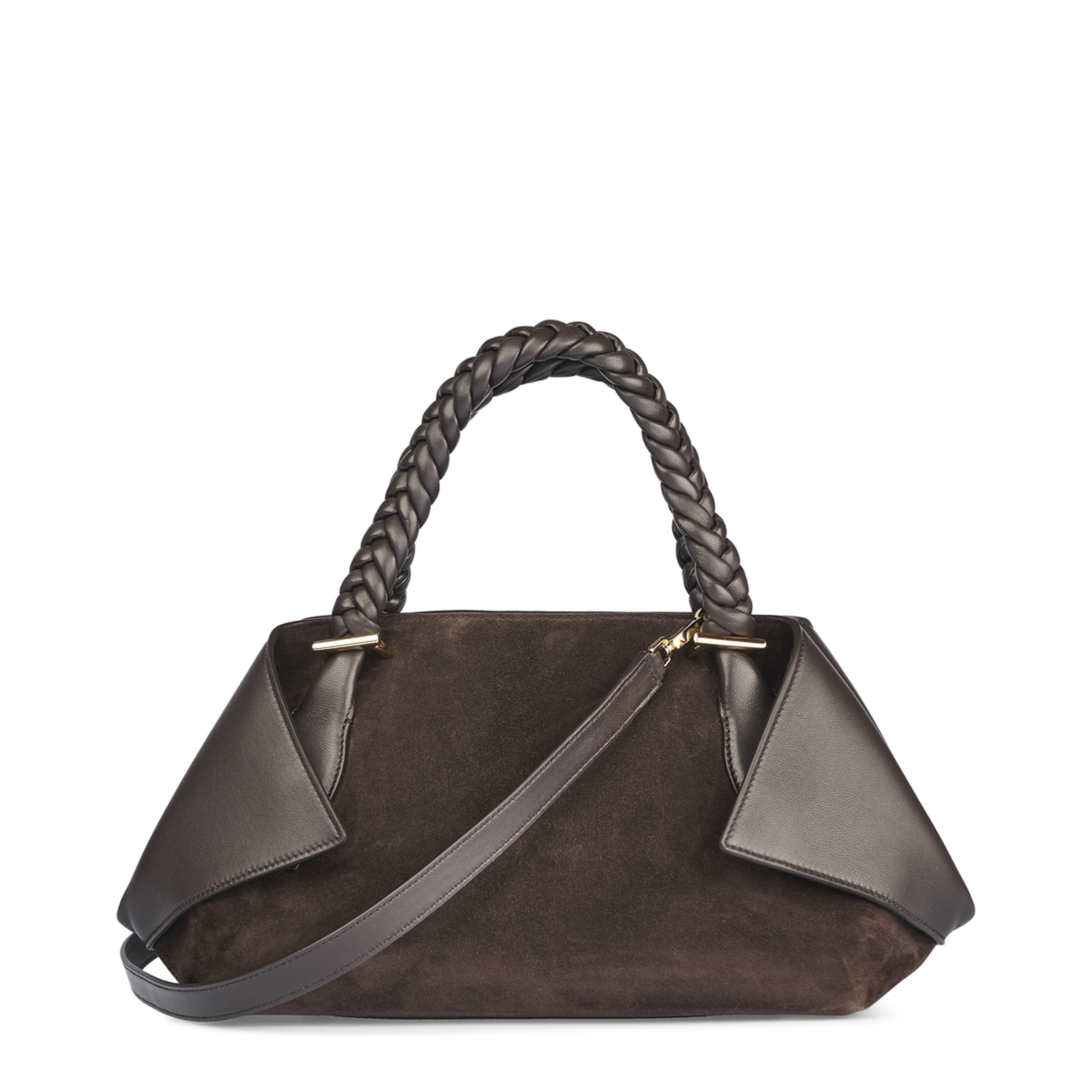 Scarf (Folded) Medium Suede Calfskin Tote Bag - Testa di Moro