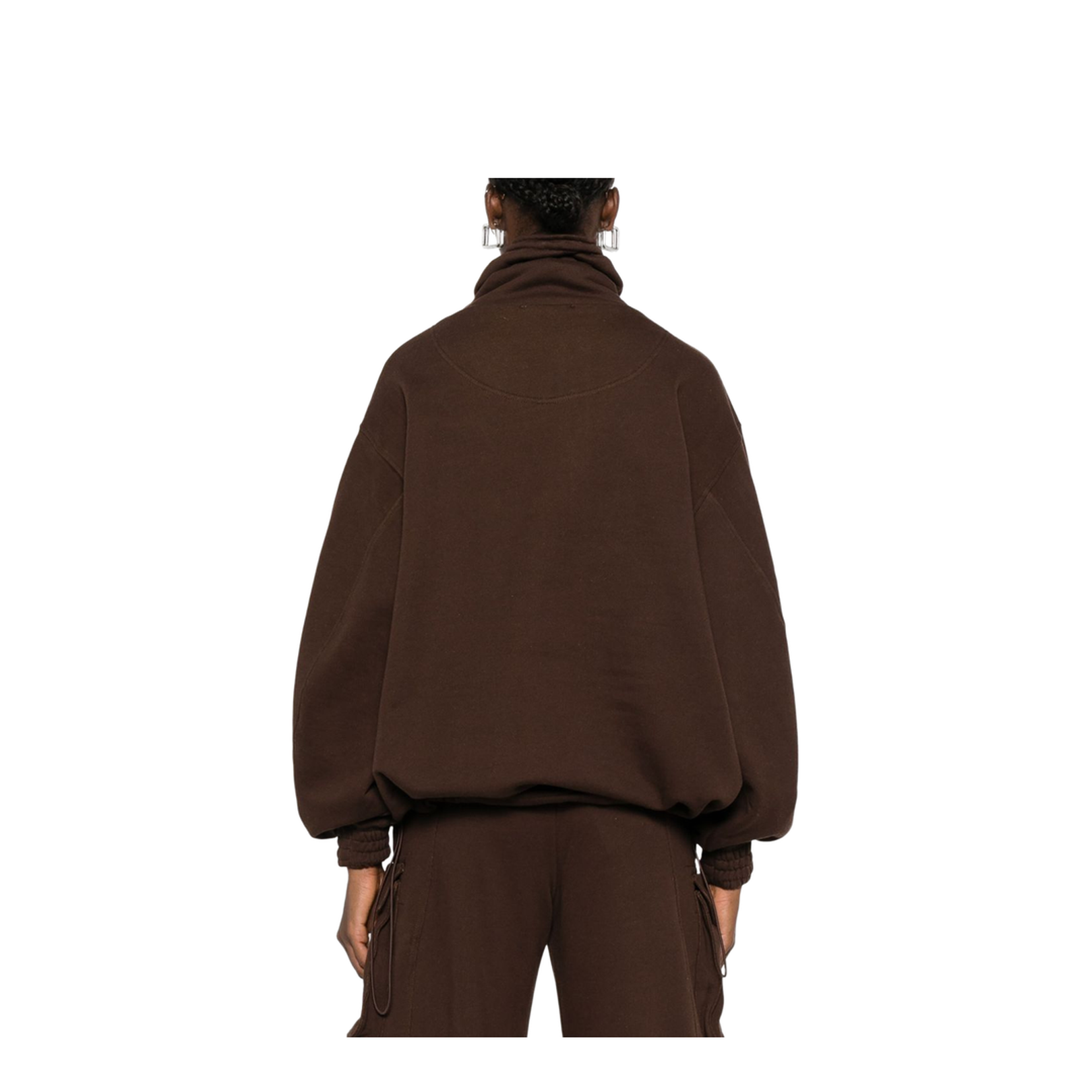 Brown Cotton Anorak Sweatshirt