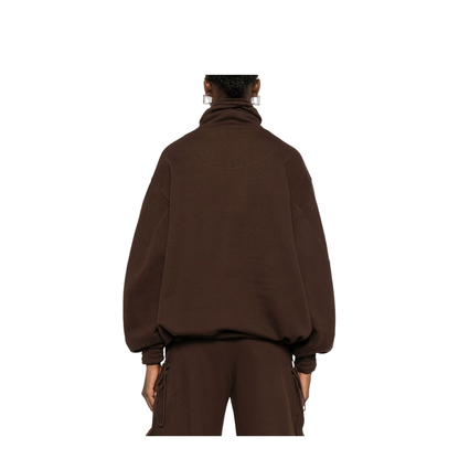 Brown Cotton Anorak Sweatshirt